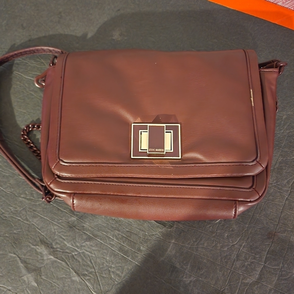 Steve Madden Cognac Trixy Pillow Faux Leather Crossbody Bag, please see all pics